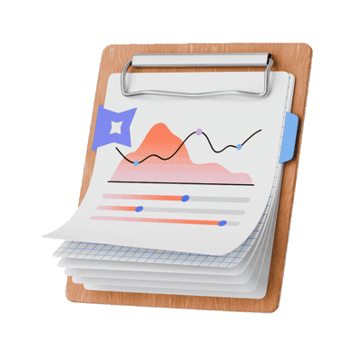 Geanimeerde clipboard met rapporten en grafieken